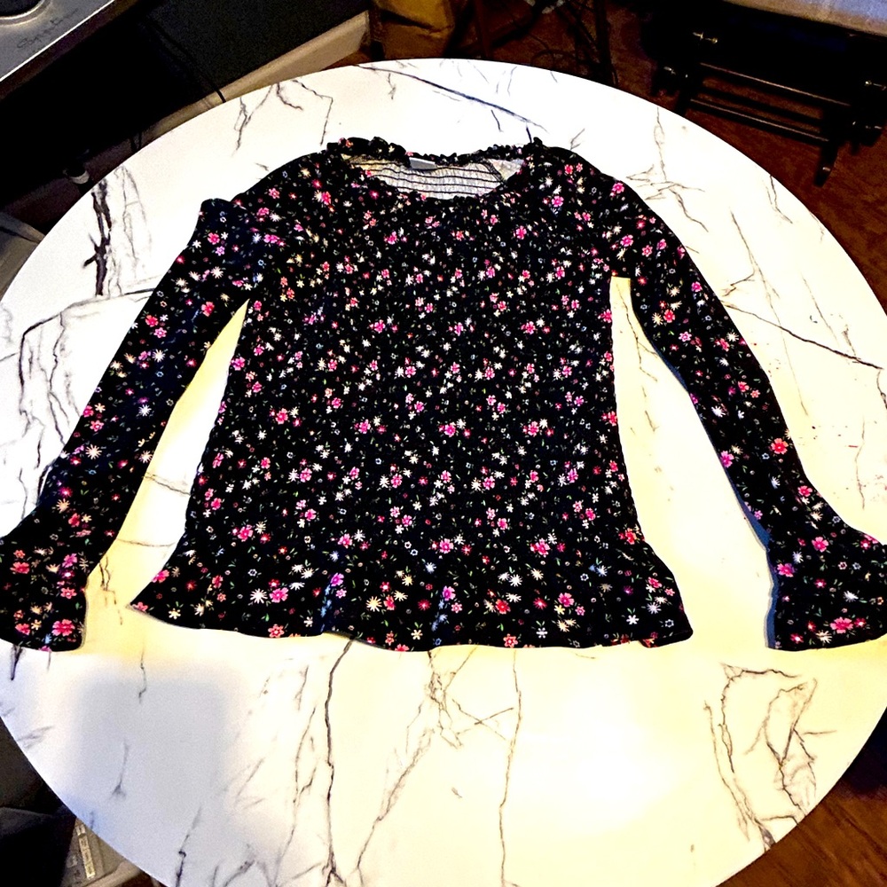 Soft floral long sleeve top